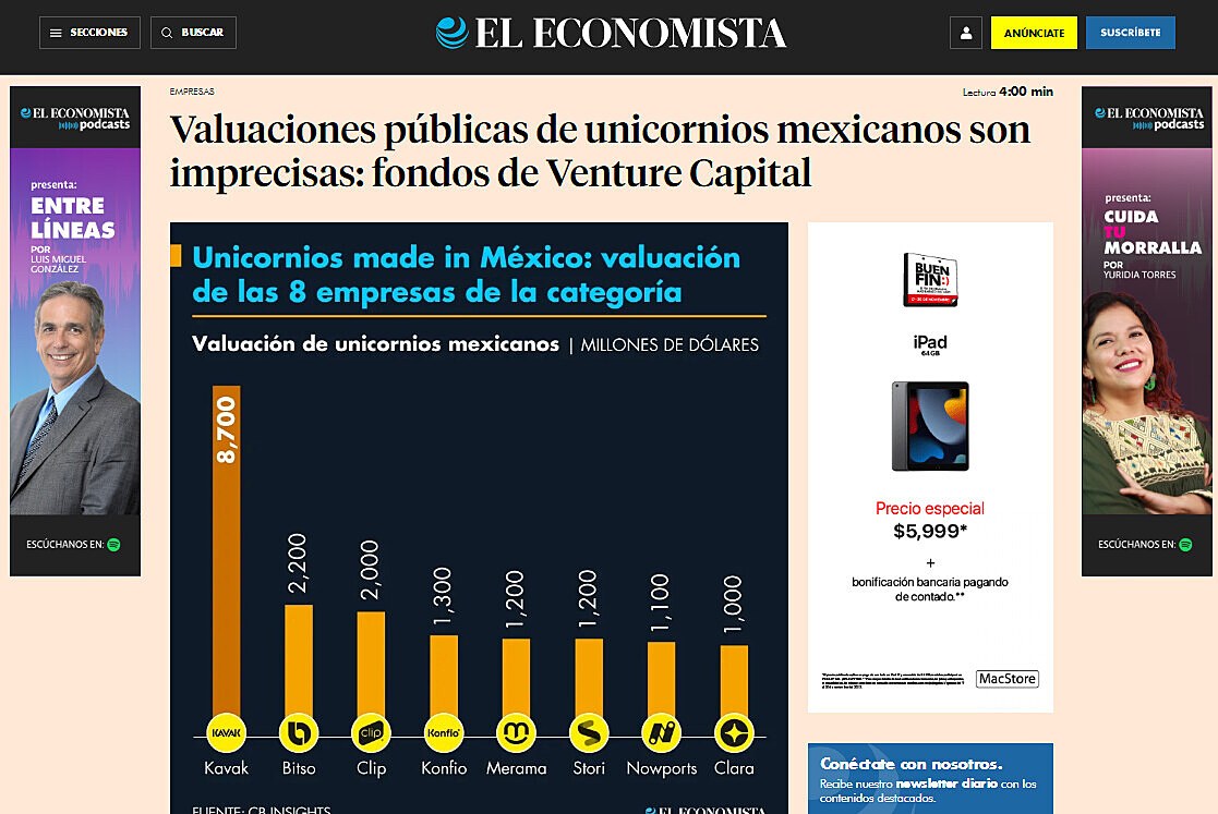 Valuaciones públicas de unicornios mexicanos son imprecisas: fondos de Venture Capital
